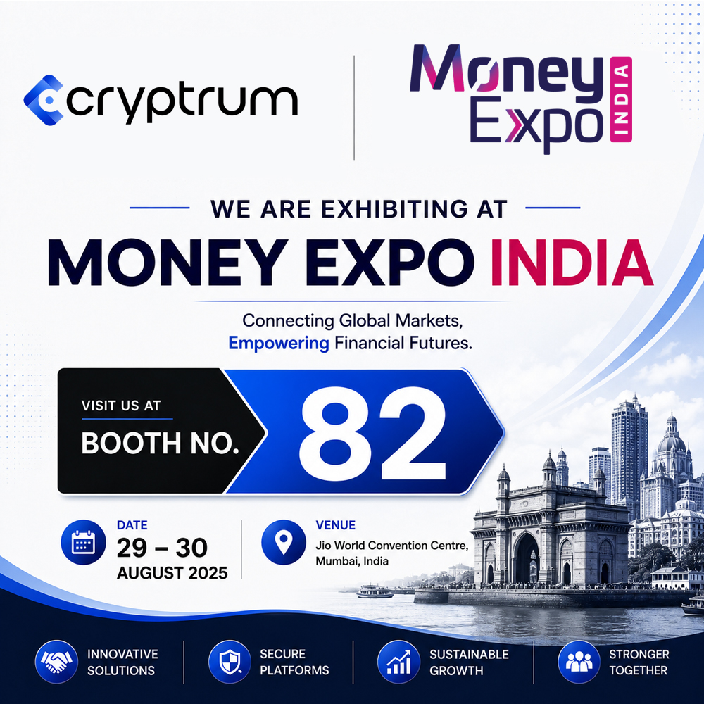 Cryptrum is exhibiting at Money Expo India, Booth No. 82